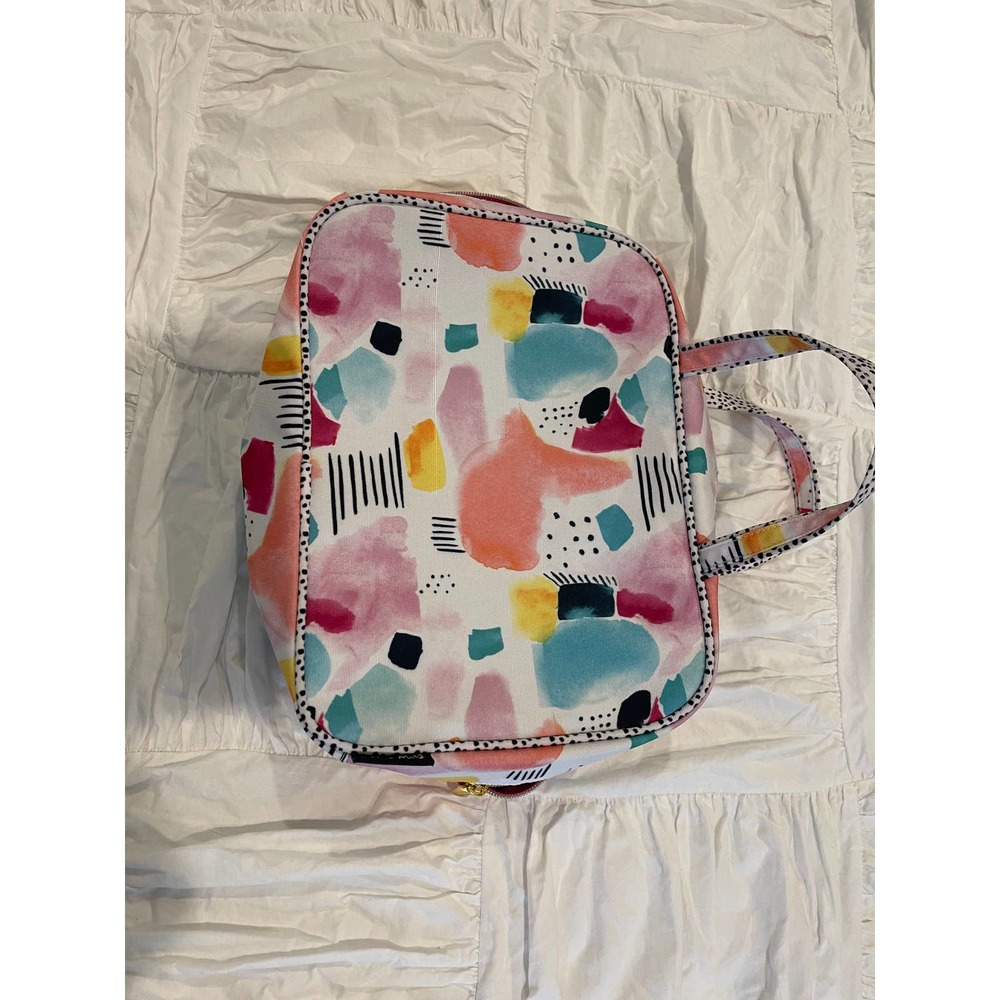 Ashley Mary White Pastel Cosmetic Bag 8x11x3